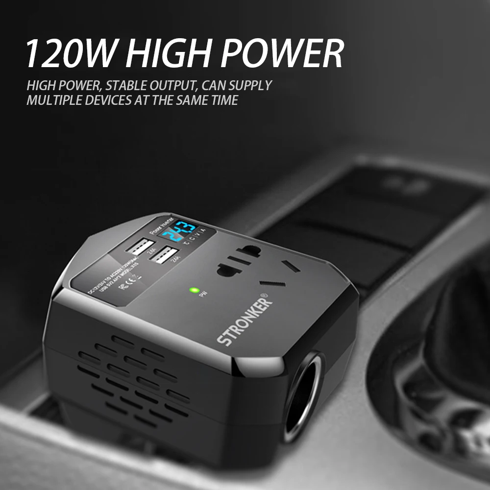 Автомобильный инвертор высокой мощности DC 12 V/24 V к AC 220 V/USB 5V 2.4A* 2 преобразователь питания USB зарядное устройство Трансформатор розетка