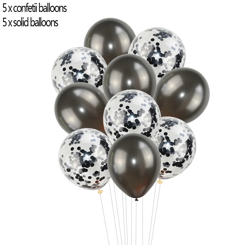 T09 black 10 шт. 12 дюймов розовое золото конфетти воздушный шар надувной гелиевый воздух шары из латекса Baby Shower Свадьба День рождения воздушные шары для украшения - Цвет: T09 black