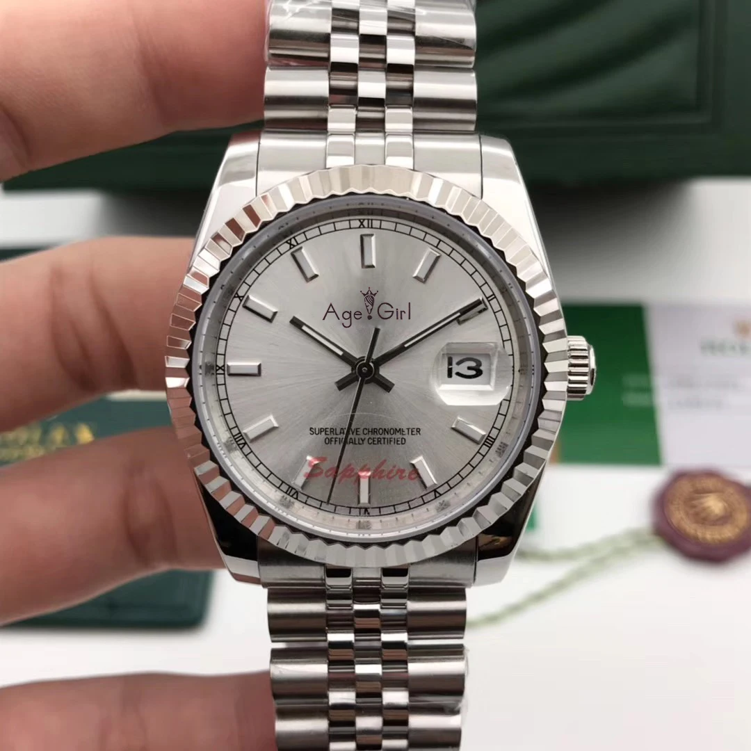 Роскошные брендовые новые автоматические механические мужские часы Datejust из нержавеющей стали сапфировые серебряные черные римские спортивные часы 36 мм AAA