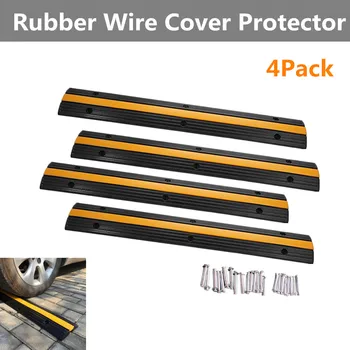 

4pcs/pack 1 Channel Rubber Cable Protector Ramps Wire Cover Power Cable Cord Bridge Road Ramp Car Truck Protection Speed Bump