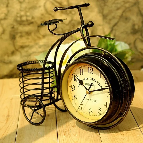 

Creative Seat Clock, Tieyi Bicycle Table Clock, Garden Dual-sided Silent Home Living Room Clock, 2019