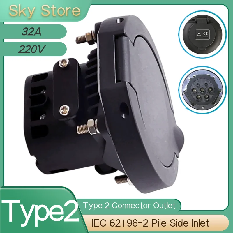 Adapter Socket 3 Phase 32Amp Type 2 Female Connector Outlet Electric Vehicle Charger Connector Charger Connector Charing Station