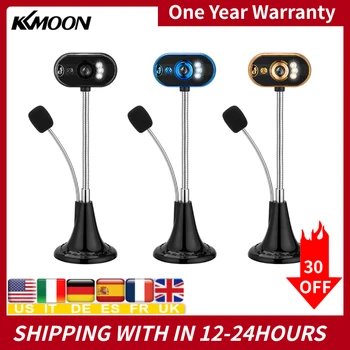 

Rotatable USB 2.0 3.0 4 LED Lights Webcams For PC Laptop Video Camera Adjustable Angle LED Night Vision With Microphone