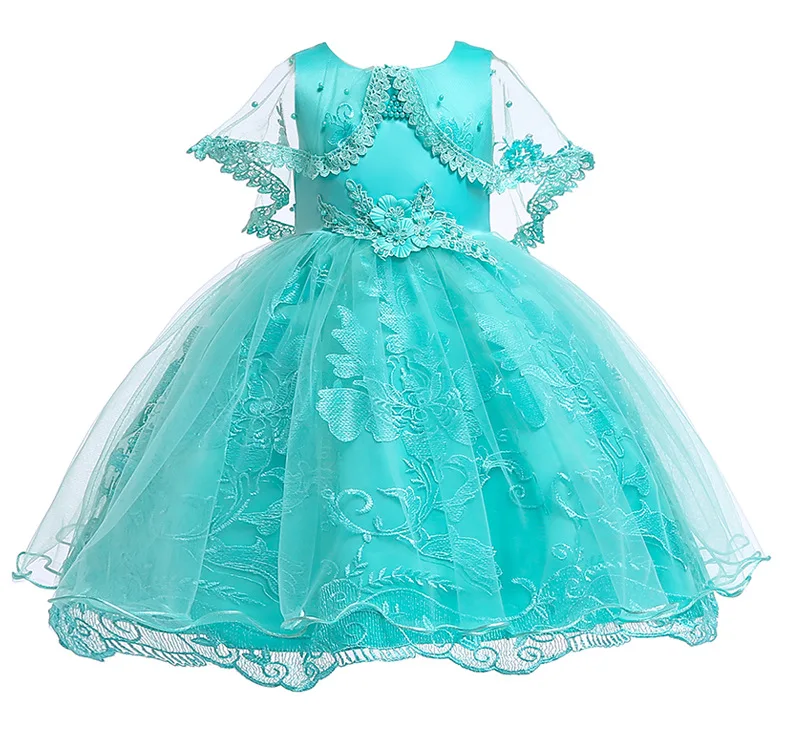 Girl Lace Dress Costumes for Girls Christmas Party Elegant Princess Dress Girl Wedding Dress Child Clothes 3- 10 Years - Цвет: green