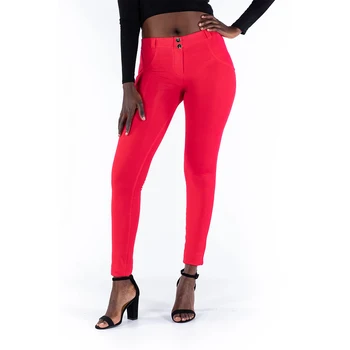

Red Mid Rise Leggings Push Up Sexy Women Trousers Sport Leggings With Super Elastic