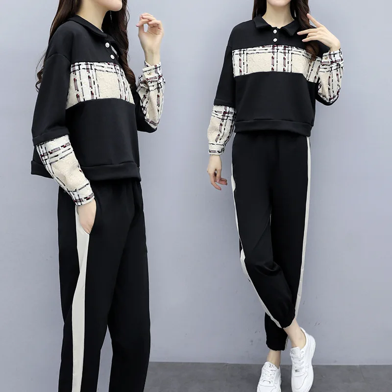 

2020 Spring Clothing New Style Large Size Dress Large GIRL'S Casual Fashion Long Sleeve Joint Floral Hoodie Two-Piece Set Fashio
