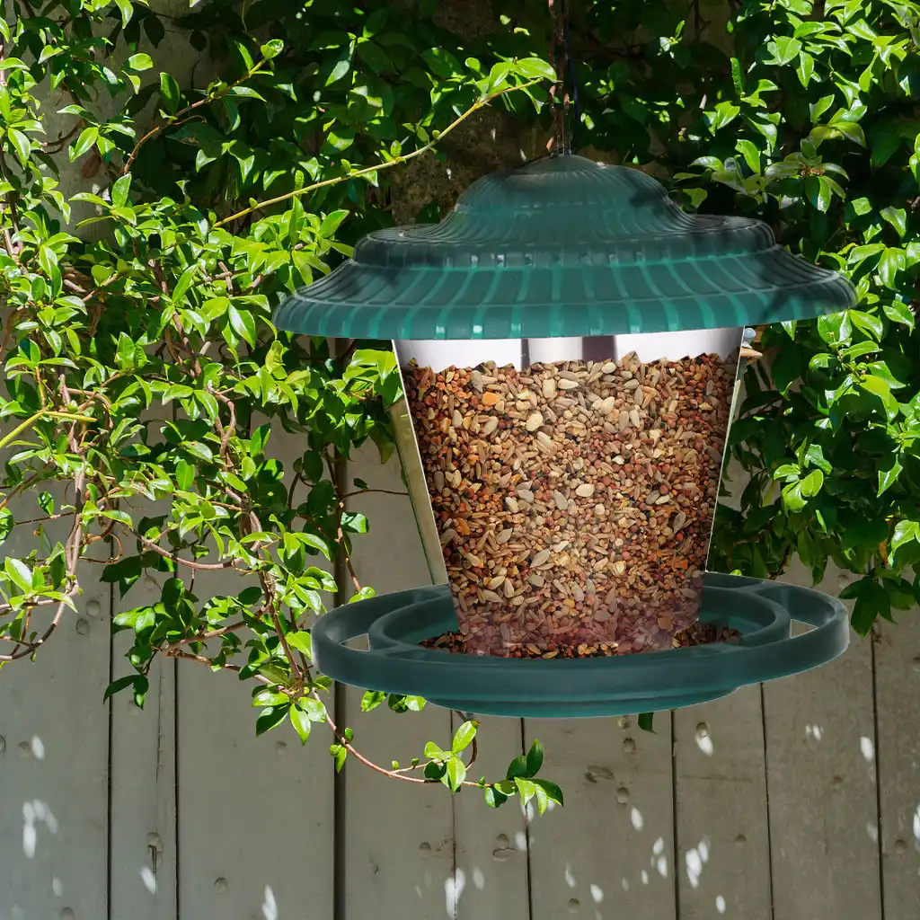 Hexagon Hanging Wild Bird Feeder Tray Birdhouse Garden Hook Type