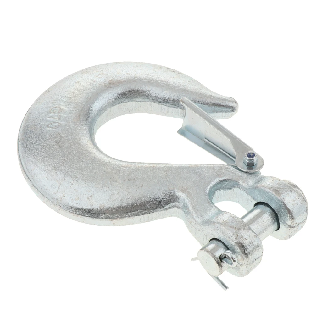 Grade 80 Drop Forged Alloy Steel Clevis Sling Hook with Latch, Painted Finish, 1/2 Inch Trade, 17000 lbs Working Load Limit