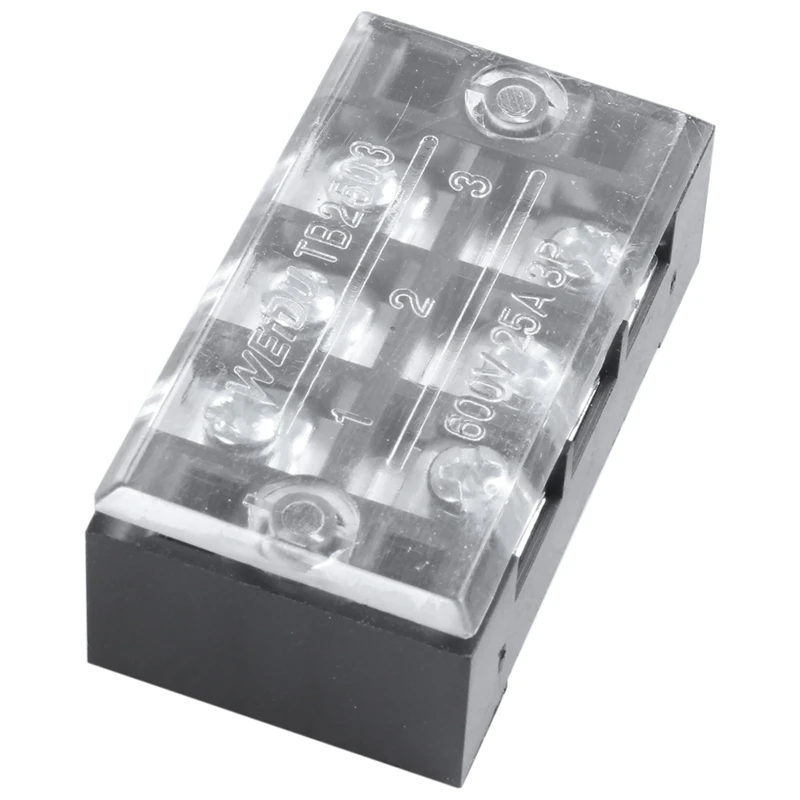 

600V 25A Dual Row 3 Position Screw Barrier Terminal Block 10 Pcs