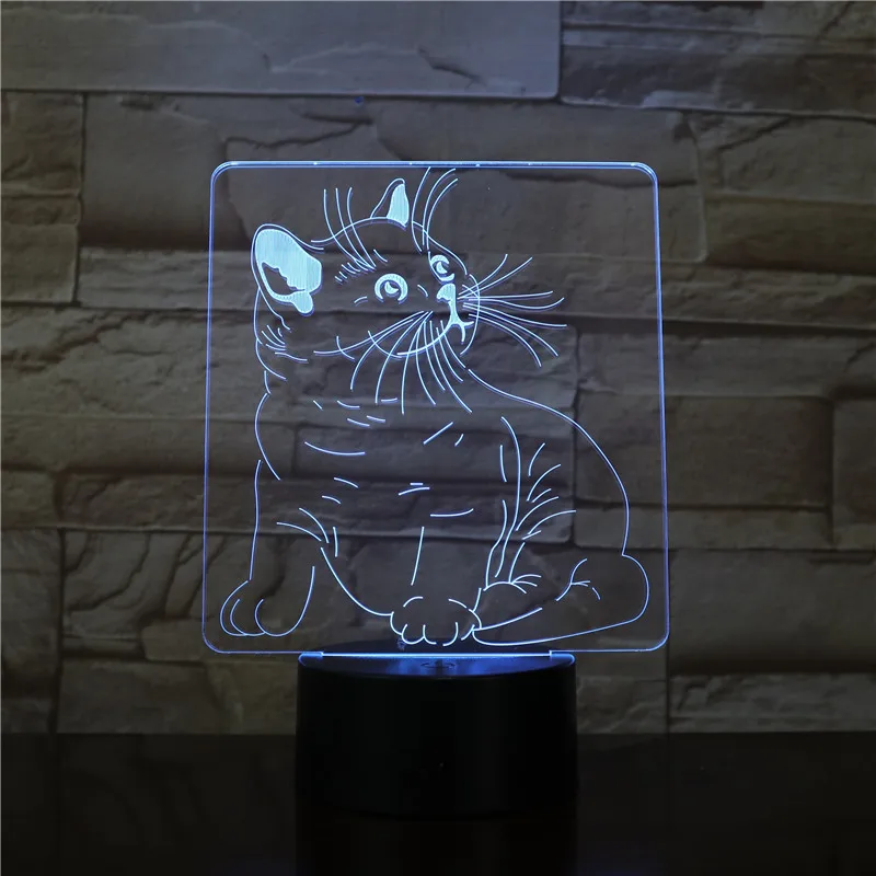 3D лампа с изображением животных котов атмосфера питание от аккумулятора