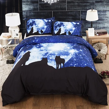 

BEST.WENSD Star Wolf bedding set luxury bed covers and comforters kids full queen california king 3D bedclothes- no bed sheet