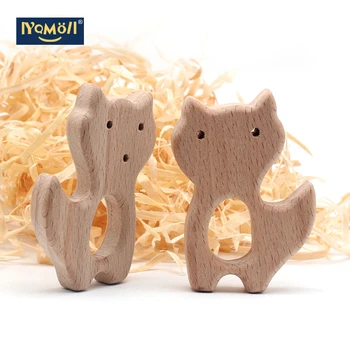 

10pc Baby Animal Natural Beech Teething Wooden Teether Rodent Tiny Rod Baby Teether Pendant For Pacifier Chain Teething Toys