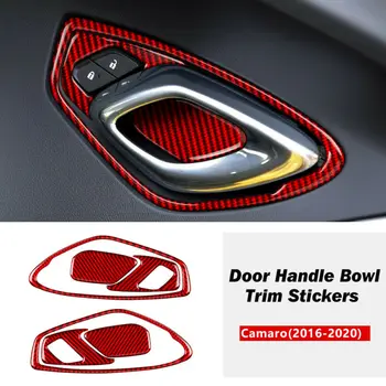 

6pcs Carbon fiber decoration Red Handle Decor For Chevrolet Camaro 16-20