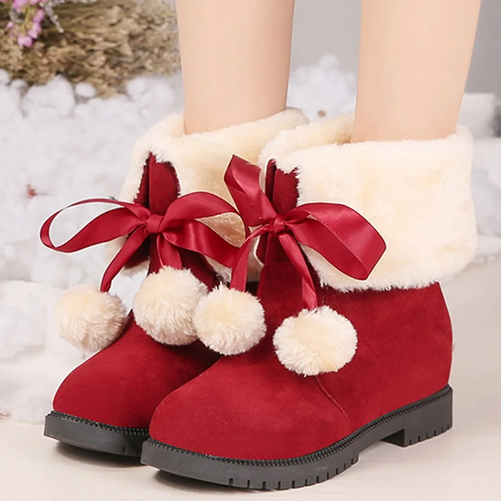 

Women's Casual Snow Boots 2019 Woman Lace-Up Warm Short Ankle Boots Ladies Square Heel Mixed-Color Round Toe Shoes Botas Mujer