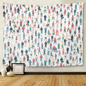 

Black Isometric People of All Ages and Mixed Ethnicity Groups Standing Together Community Diversity Crowd Tapestry Wall Hanging