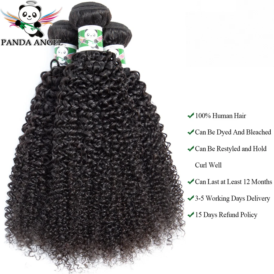 Panda Brazilian Kinky Curly 1/3pcs Bundles Human Hair For Black Women Natural Color 8-28Inch Bundles Deal Remy Hair Extensions