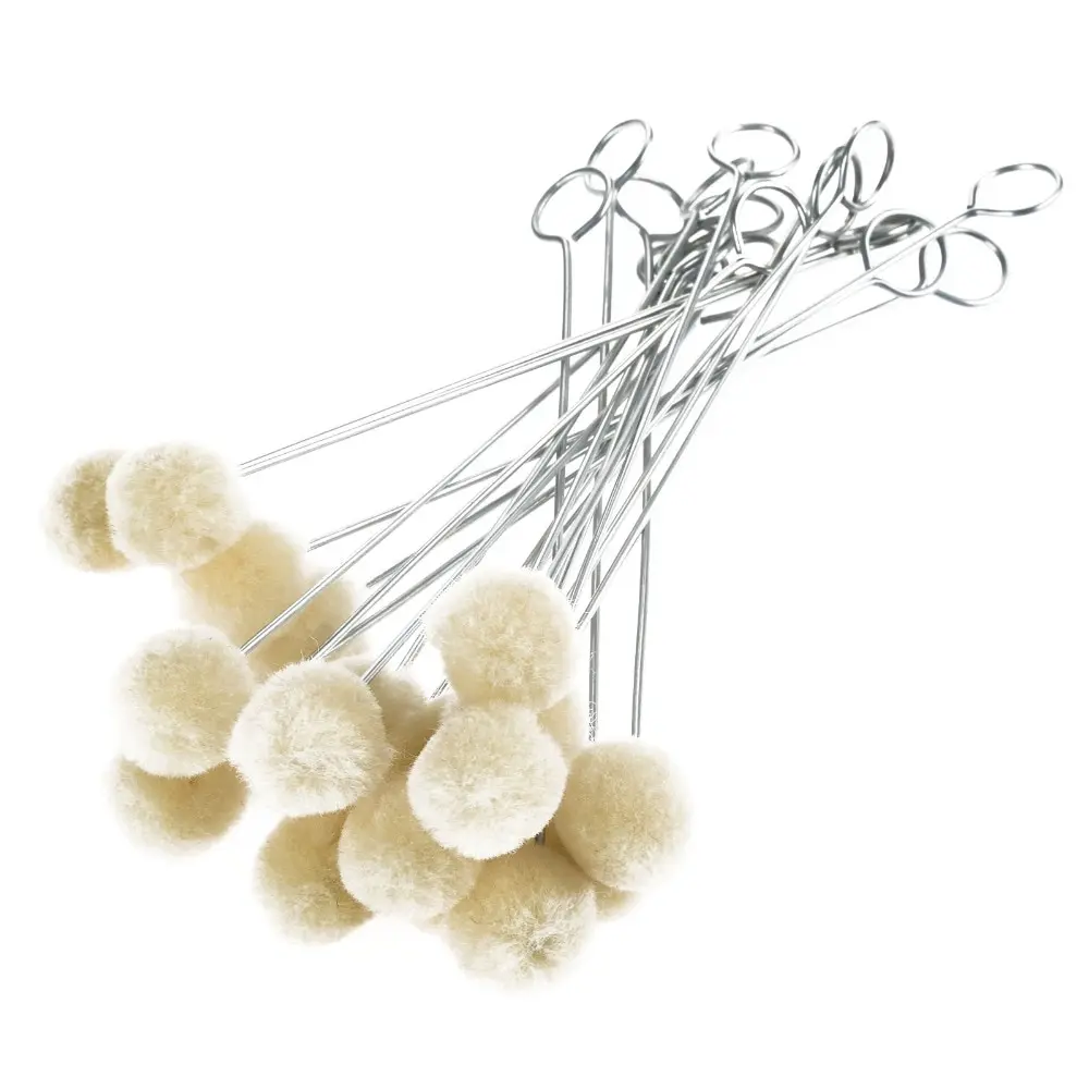 20Pcs DIY Leather Dyeing Wool Ball Brush 12.5CM Metal Handle Daubers Painting Assisted Leather Craft Making