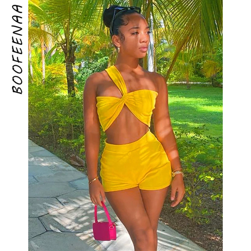 Boofeenaa Sexy Two Piece Set Solid Irregular One Shoulder Crop Top High Waisted Shorts Summer Outfits For Women 21 C85 Be14 Women S Sets Aliexpress Boofeenaa Sexy Two Piece Set Solid Irregular One Shoulder Crop Top High Waisted Shorts Summer Outfits For Women 21 C85 Be14 Women S Sets Aliexpress