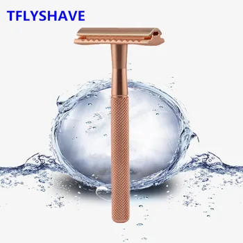 

TFLYSHAVE Gold Safety Razor Men Double Edge Razor Classic Manual Shaving Razor Women Hair Removal Shaver 20 Shaving Blades