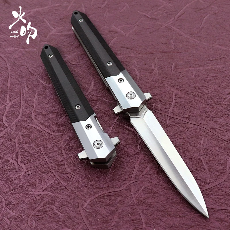 HUOWEN Флиппер шарикоподшипник тактический складной нож M390 стальное лезвие выживания карманные ножи деревянная ручка охотничий маленький EDC инструменты