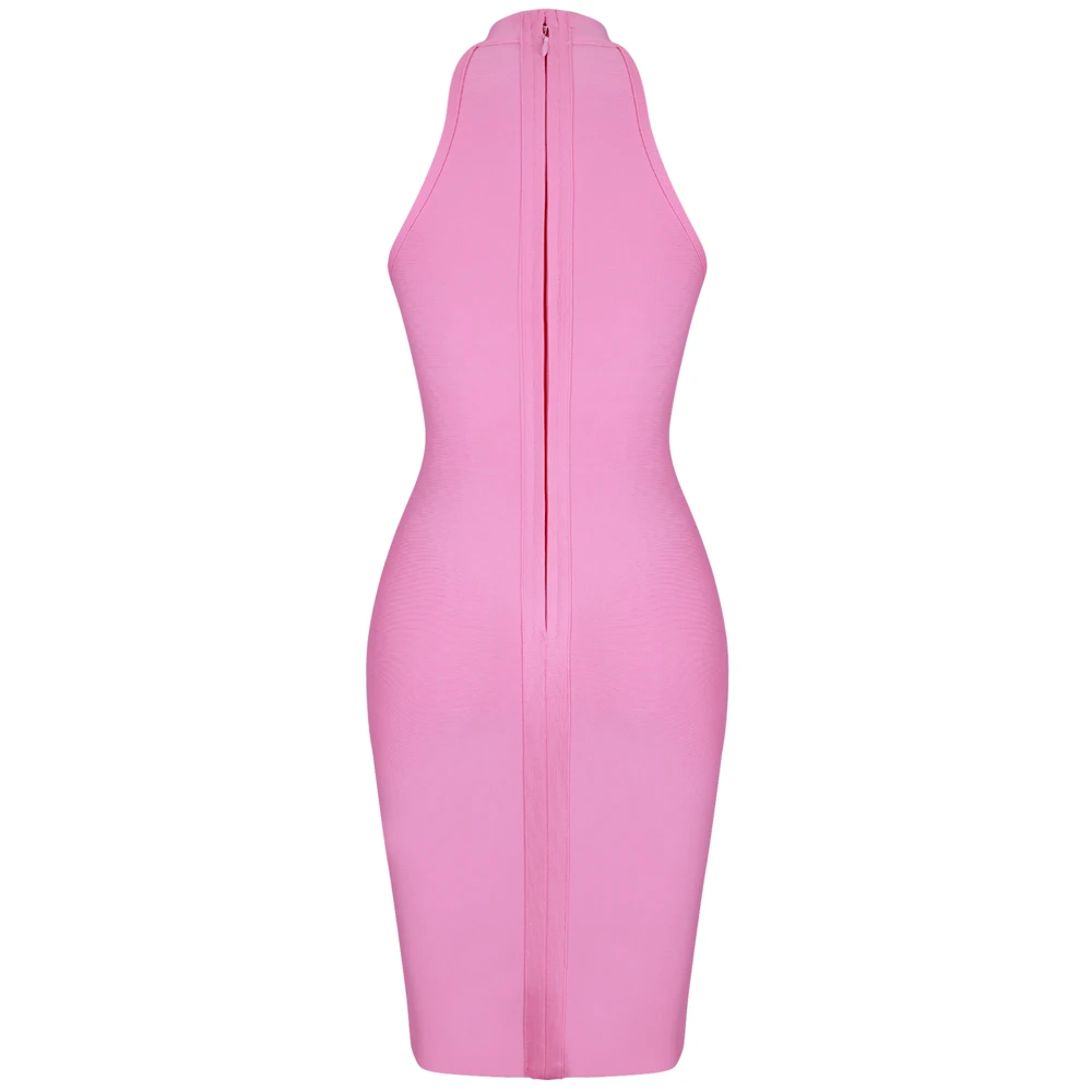 Ocstrade Rayon Bandage Dresses New Arrivals Women Sexy Sweet Pink Bandage Dress Bodycon Night Club Party Dress