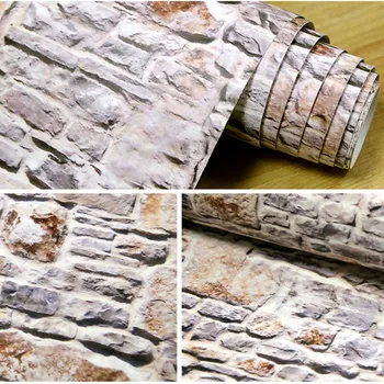 

Wallpaper 3D Wall Paper Brick Stone Rustic Effect Self-adhesive Wall Sticker home decor papel de parede papier peint фотообои