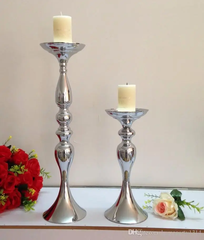 Wedding Flower Ball Feather Ball Stand Candle Holder Centerpiece Silver 15 inch 
