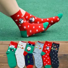 Женские зимние новогодние носки Санта-Клауса, рождественские носки, носки с рисунком пряничного домика, лося, снежинки, хлопковые носки для мальчиков и девочек