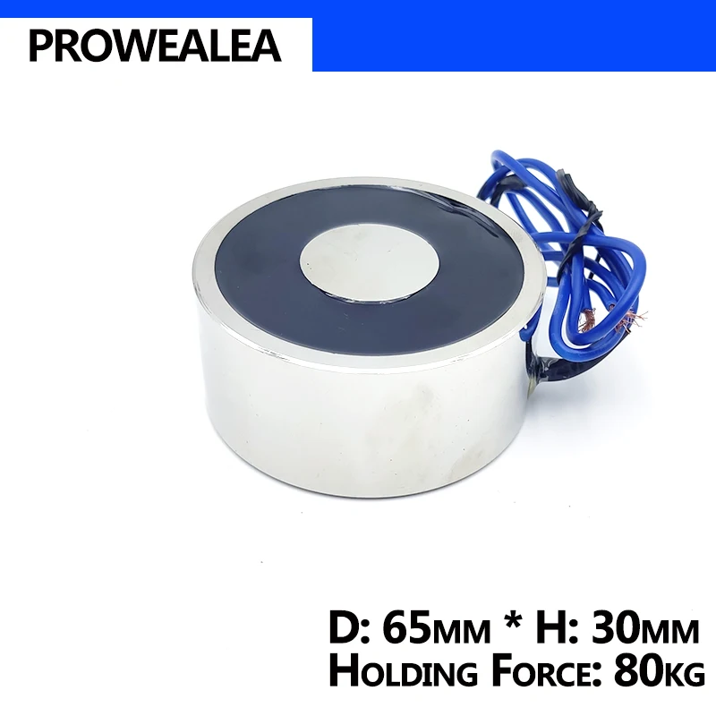 

Electromagnet 65/30 DC 6V 12V 24V Cylinder Electric Magnets 80KG/800N Strong Electromagnetic Solenoid Sucker Non-standard Custom