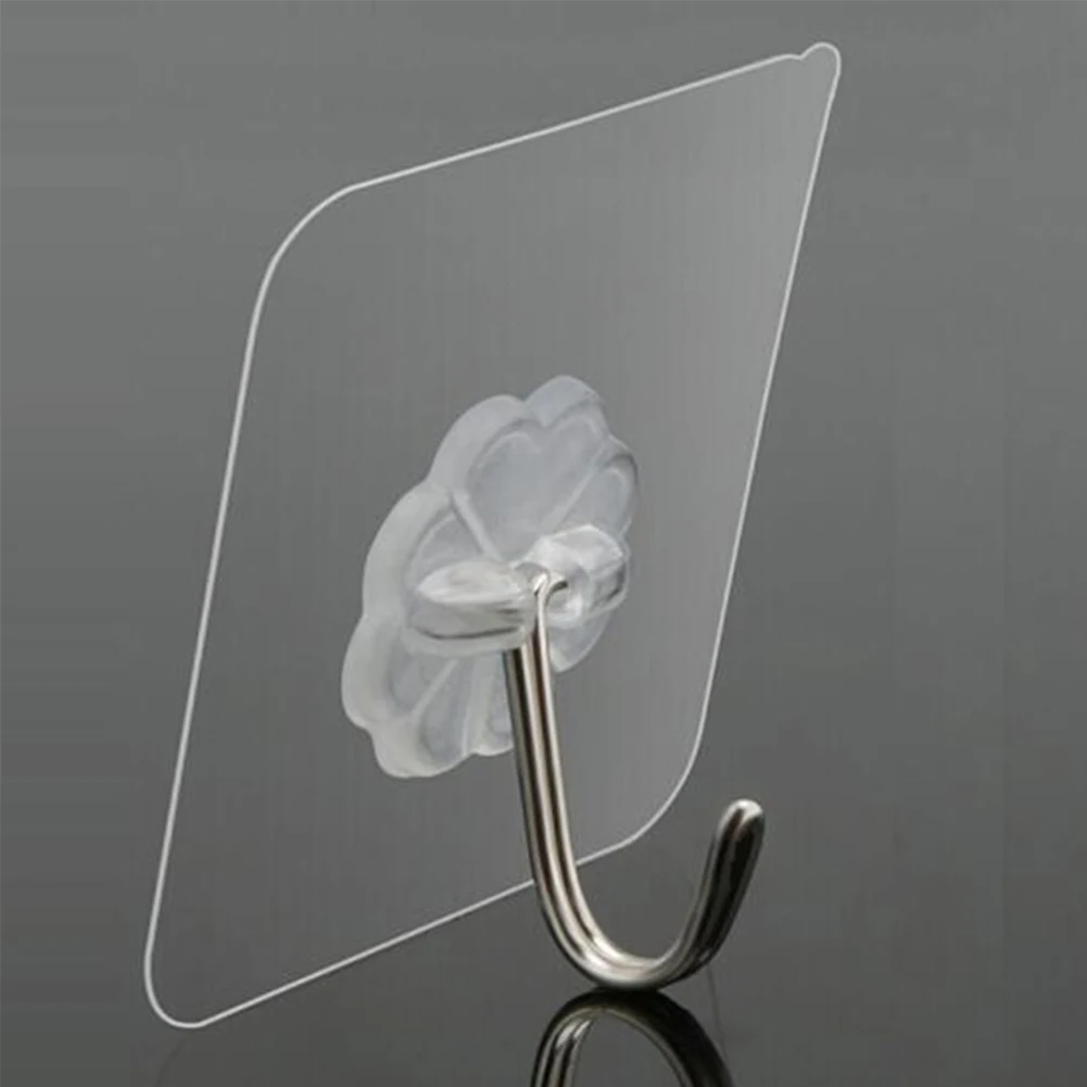 

Portable Nail Free Door Hangers Reusable No Scratch Adhesive Waterproof Transparent Hooks Bathroom Four-leaf Clover