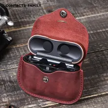 Funshion Lab red leather wireless earphone protective cover case For sony wf 1000xm3 with keychain Headphone cover