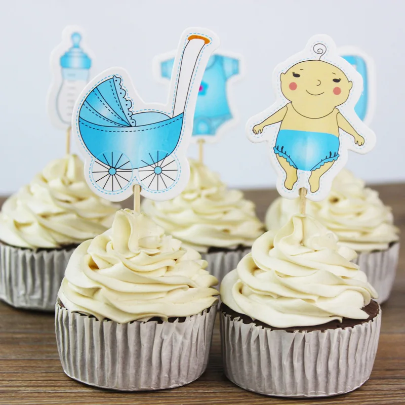 3pcs Creative Star Heart Flowers Pompom Cake Toppers Baby Shower 