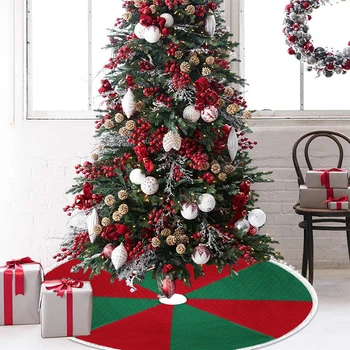 

Red And White Christmas Tree Skirt Carpet,47.2'' Red And Green Xmas Tree Skirt Base Floor Mat Cover For Christmas Decorations