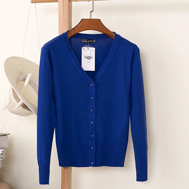 Knitted Cardigan Sweater Women 2019 Autumn Winter Casual Solid Color V-Neck Long Sleeve Coat Crochet Knit Sweater Coat Female