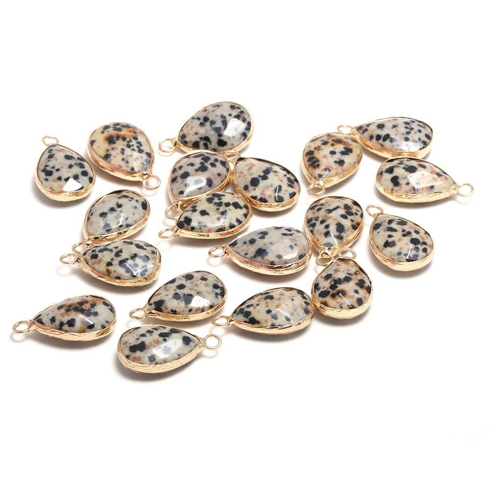 1PC Natural Stone Dalmatian Jaspers Pendant Drop Shape Faceted For Handmade Jewelry Making Charm DIY Necklace Earring | Украшения и