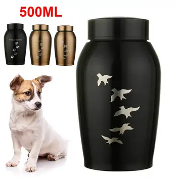 

Gold/Black Stainless steel Urns Pets Dog Cat Birds Mouse Cremation Ashes Urn Keepsake Casket Columbarium Pets Memorials