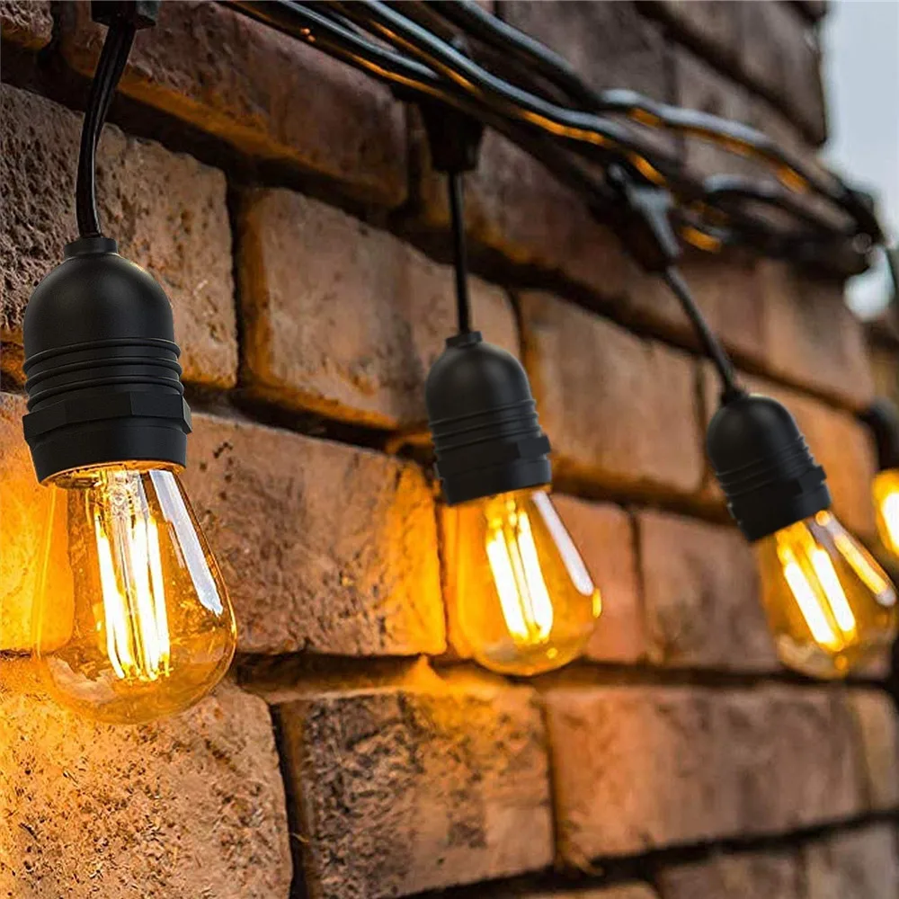 IP65 5M 10M Commercial Grade LED String Lights S14 LED Retro Edison Filament Bulb Connectable Outdoor for Christmas Garden Light led candle dimmable edison lights bulbs daylight 6000k led filament bulb warm white 2700k b22 led bulb 6w c35 220v 240v bombilla