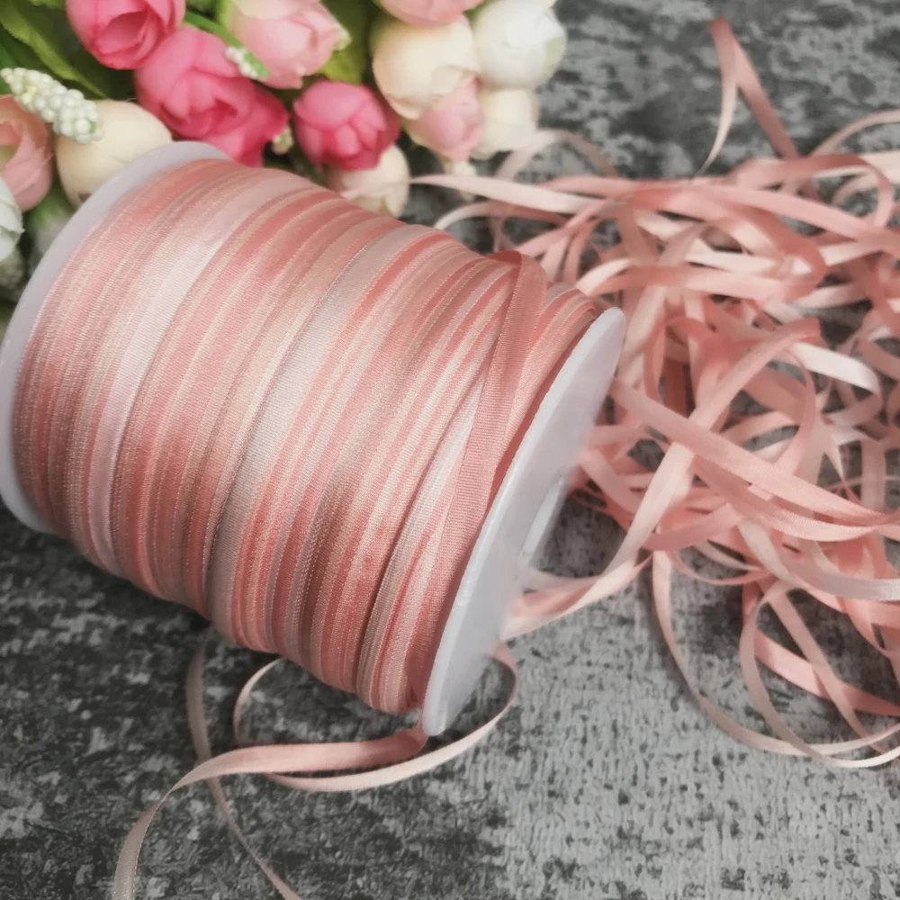 4mm to 13mm silk ribbon variegated color,100 real pure silk thin