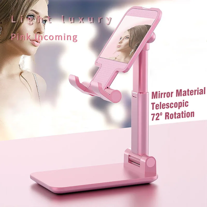 

T1 Mobile Phone Tablet Holder Support Telephone Universal Desktop Mirror Stretch Folding Telescopic Rotation Metal Phone Stand