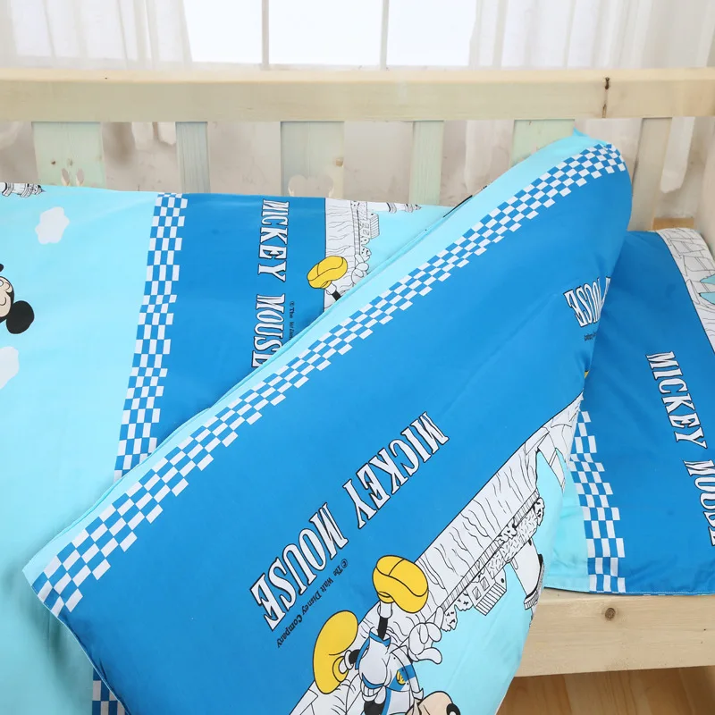 Disney 100% Cotton new Baby Bedding Set Mickey mouse Soft cot duvet Crib Sets kids Cot Set Duvet Cover Pillowcase Flat Sheet