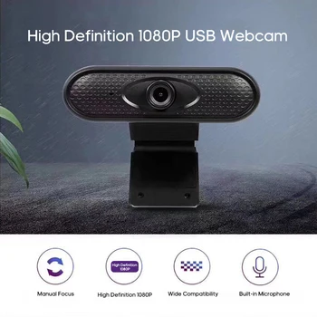 

USB Webcam High Definition 1080P Web Camera Built-in Micropghone with Clip-on Base USB2.0 Web Cam for Laptop Computer PC