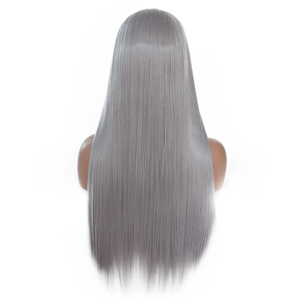 Sliver Grey V'NICE коричневый парик на кружеве для черных женщин Оранжевый Серый жаростойкий натуральный Glueless синтетические парики длинные синие волокна волос - Цвет: Sliver Grey