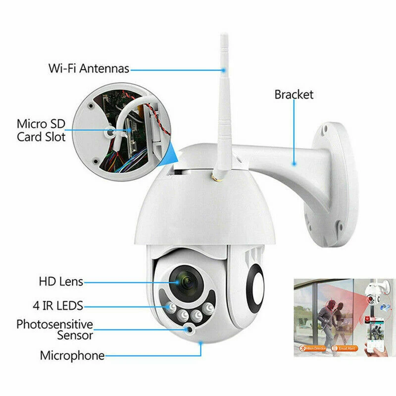

Wifi 1080P HD Wireless IP Camera Pan Tilt Outdoor Home Security Waterproof 2MP PAK55