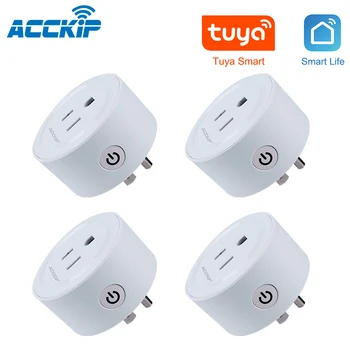 

ACCKIP 4PCS Smart Plug Smart WiFi Power Socket US Plug Switch For Alexa Google Home Tuya App Control Japan Canada WiFi Plug
