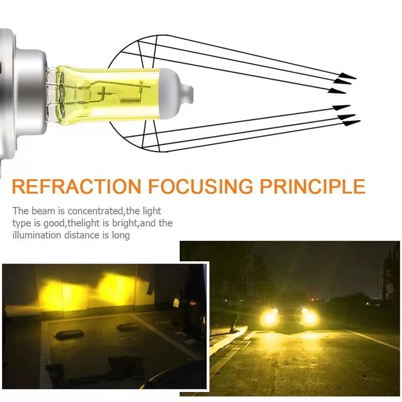 H1 H3 H4 H7 H8 H11 Super Yellow Halogen Headlight Bulb 3000K HB3 HB4 9012 Car Headlights Upgrade Rain And Fog Proof 2 pcs