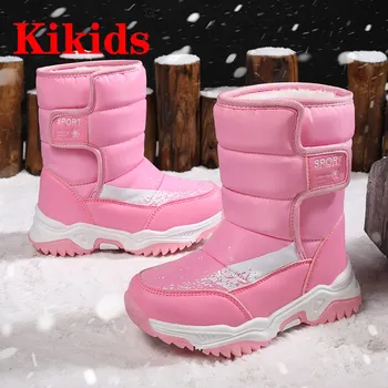 

Kikids Boot Children Snow Boots For Boys Sneakers Winter Wram Boots Sport Fashion WIth Fur New Leather Kids Shoes Winter Boots
