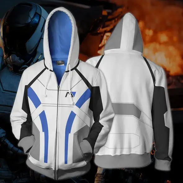 

2019 men Zip Up Hoodies Mass Effect N7 Jacket 3D Printed Anime Hooded Cosplay Game Mass Effect Costumes Zip Up Sweatshirt Coats
