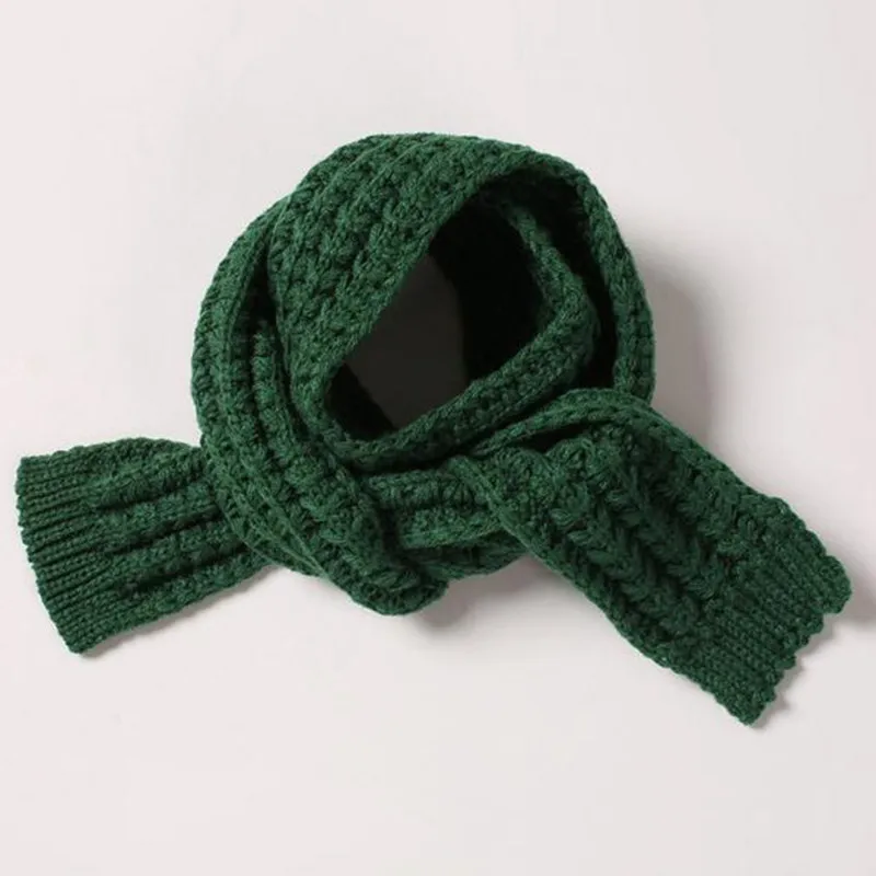YELITE criandas meninos meninas cachecol de malha fibra acrilica cor sólida engrossado inverno pescocos mais quente xale letras - Цвет: Зеленый