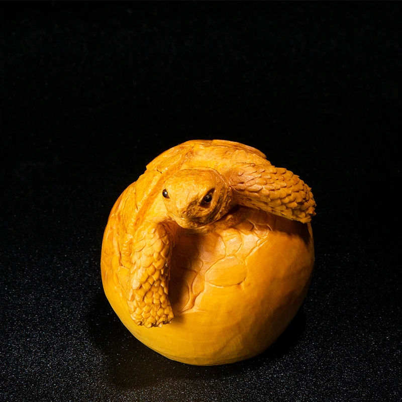 

Маленькая деревянная Статуэтка черепахи для новорожденных, 6/7 см, мини-статуэтки, резная по фэн-шуй ручной работы, домашние украшения на удачу