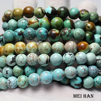 

Meihan Wholesale 8.5-9mm (20beads/17g/set) natural Hubei untreated turquoisee bracelet for gift or jewelry DIY making design